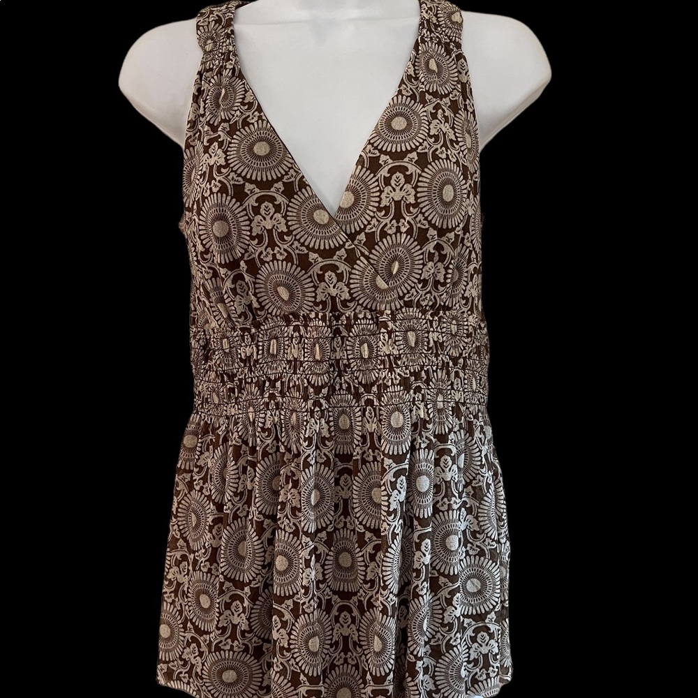 MICHAEL KORS BROWN PRINTED TANK FLOWY TOP ( NWOT NEVER WORN) SIZE MEDIUM